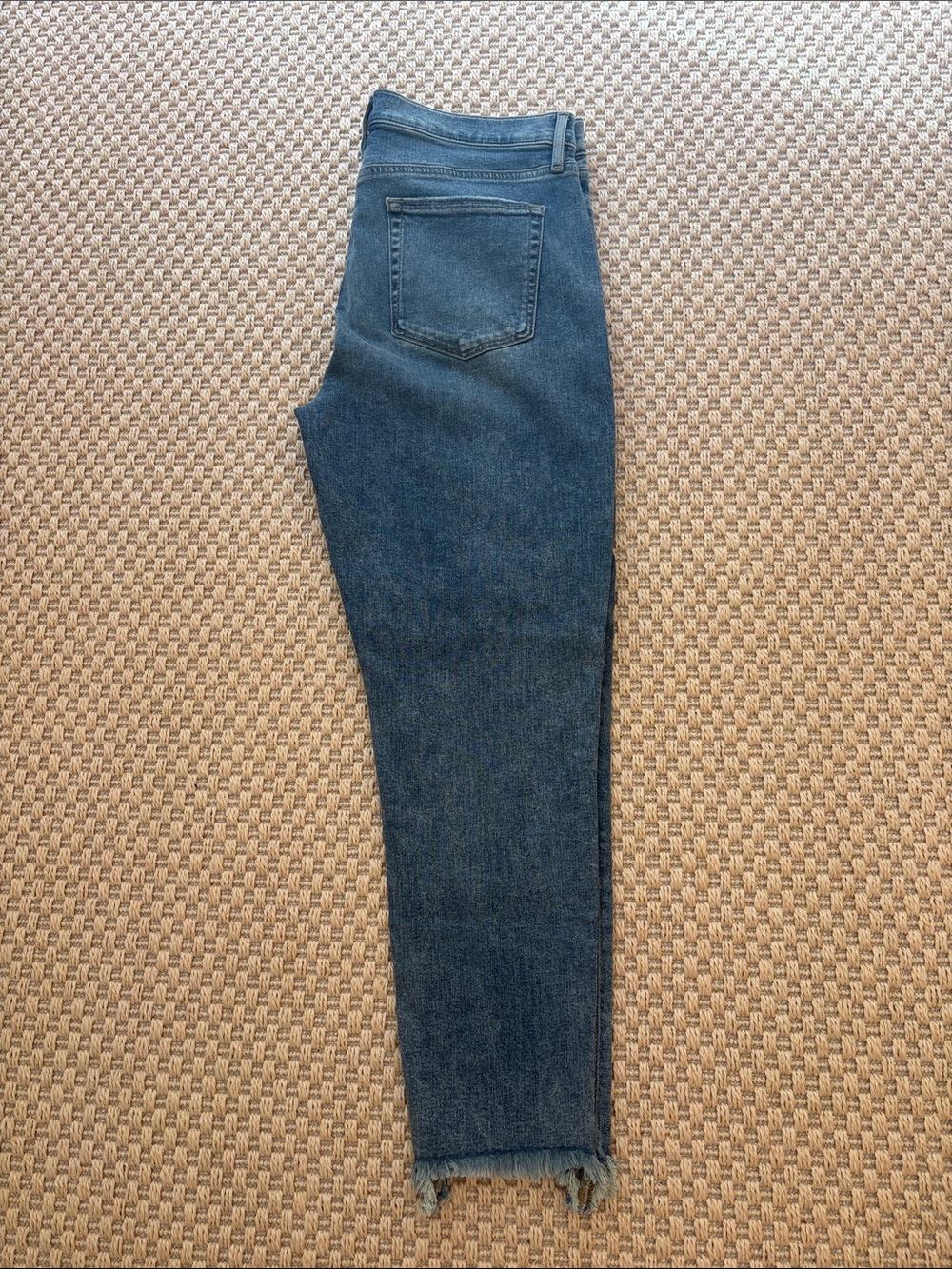 LOFT Frayed Hem Mid Rise Skinny Jeans